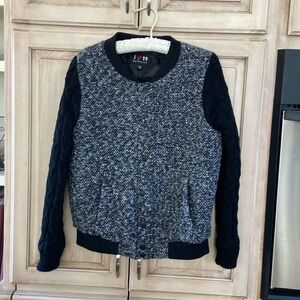 Boy Meets Girl sweater jacket coat sz L black tweed